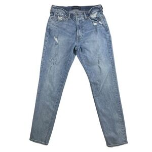 Abercrombie Fitch Men's 90s Slim Jeans Light Wash Distressed Denim Waist 32